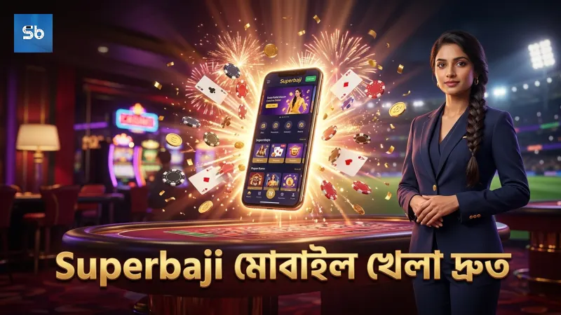 Superbaji প্ল্যাটফর্মে মোবাইল থেকে দ্রুত খেলা যায়।